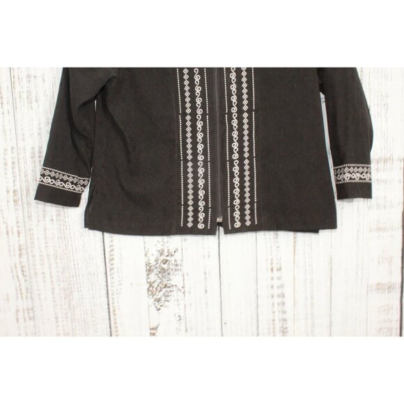 Bon Worth Beaded Embroidery Soft Full Zip Coat Jacket Black Size S Pet - Picture 3 of 10
